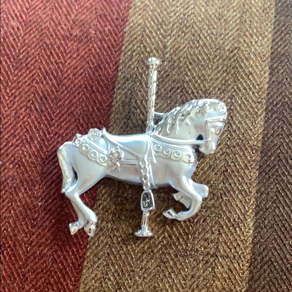 Vintage silver horse brooch